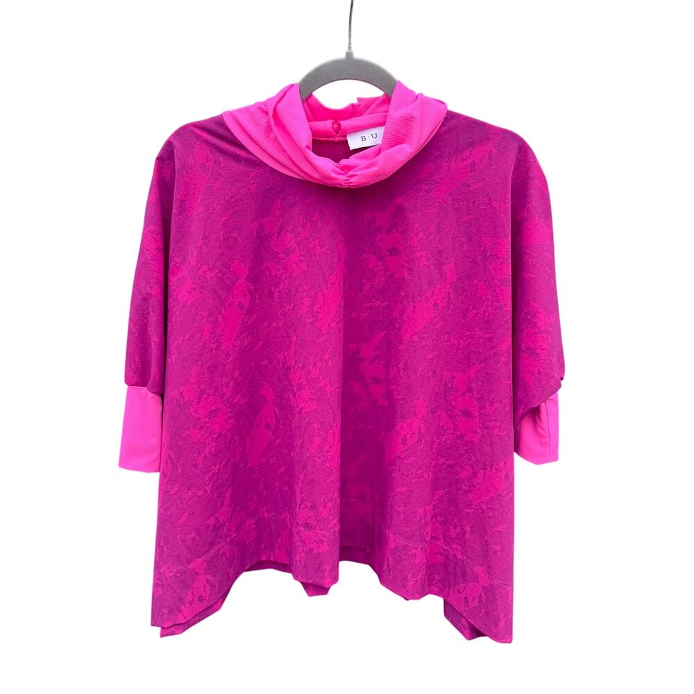 BURU Hot Pink Abstract Print Oversized Swing Top XS S